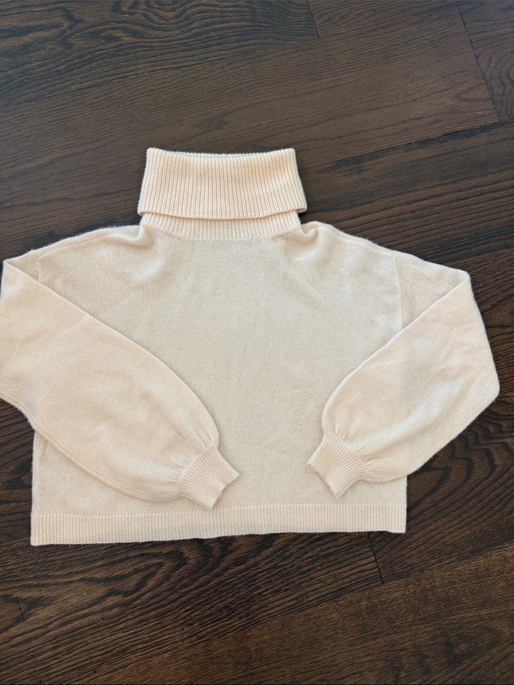 Alice + Olivia Cream Cashmere Fold-Over Turtleneck Sweater